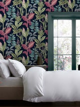 Next Fantasy Rainforest Leaves Blue Multi Wallpaper Sample A4- Buy online at McGrocer