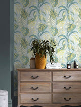 Next Duck Egg Blue Jungle Leaves A4 Wallpaper Sample- Buy online at McGrocer
