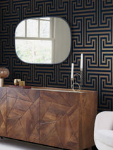 Next Wallpaper Sample Navy Chic Geometric Fretwork A4- Buy online at McGrocer