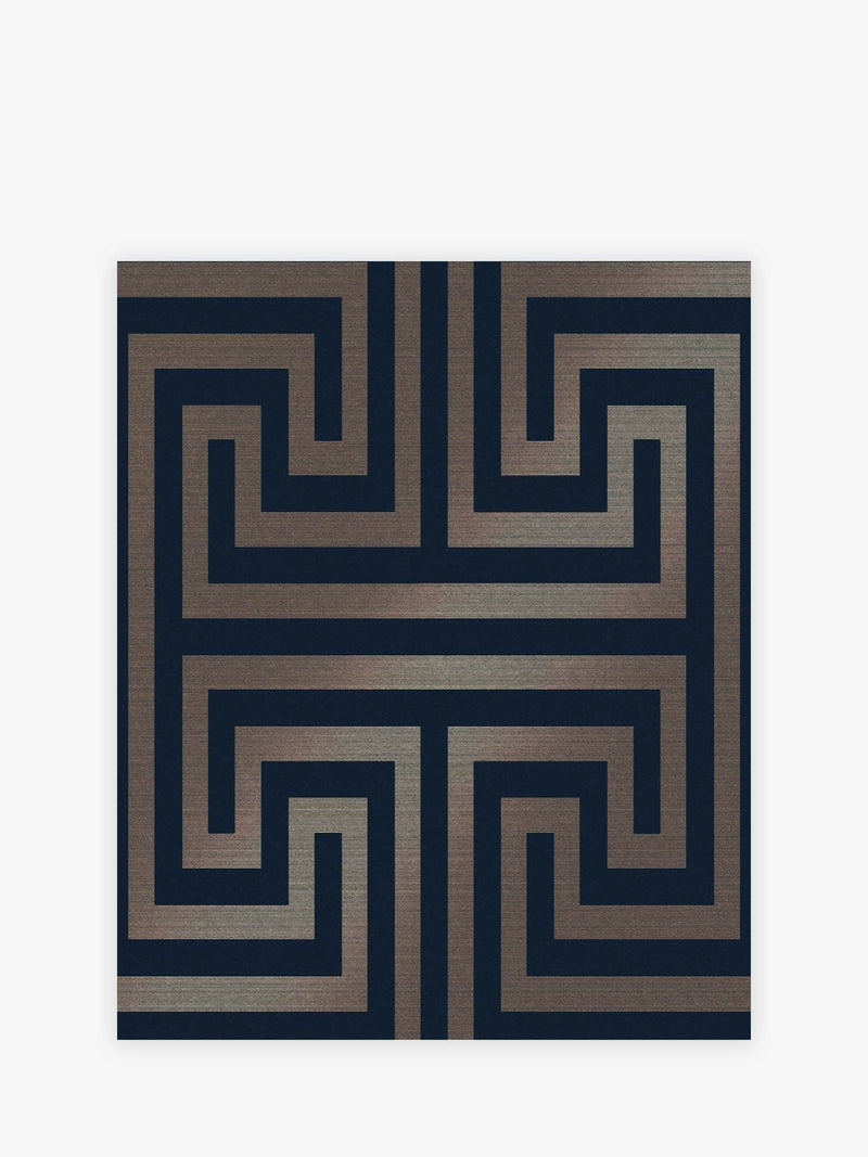 Navy Chic Geometric Fretwork A4 wallpaper sample, imported from the UK