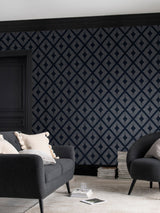 Next Navy Chic Geometric Diamond Wallpaper Sample - A4- Buy online at McGrocer