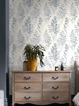 Next Next Leaf Sprigs Blue Wallpaper Sample A4- Buy online at McGrocer