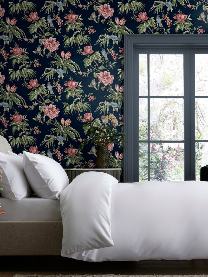 Blue Birds & Blooms wallpaper sample A4 - British product