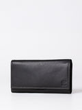 Lakeland Leather schwarze große Überschlag-Geldbörse, importiert aus Großbritannien