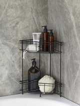 Next Black Small Free-Standing Corner Shower Caddy Two Tier Height 39.5cm- Buy online at McGrocer