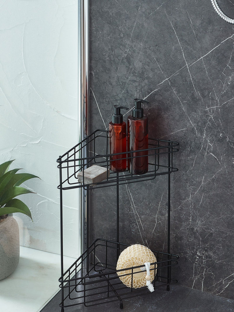 Two Tier Wire Corner Caddy Black Height 39.5cm - British product
