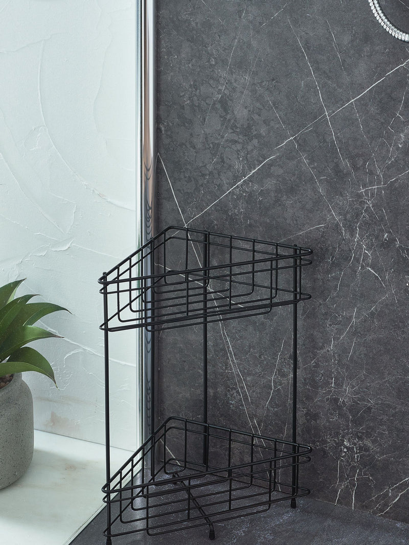 Two Tier Wire Corner Caddy Black Height 39.5cm - British product