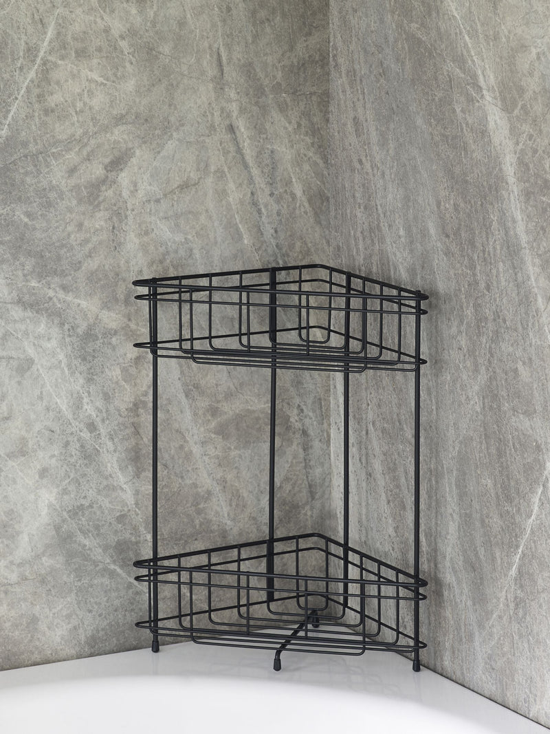 Two Tier Wire Corner Caddy Black Height 39.5cm - British product