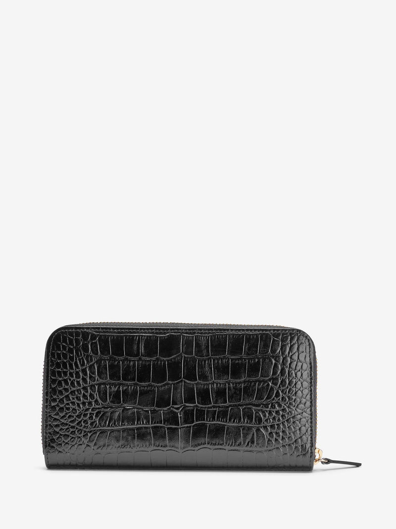 Whistles black long shiny croc effect purse, imported from the UK