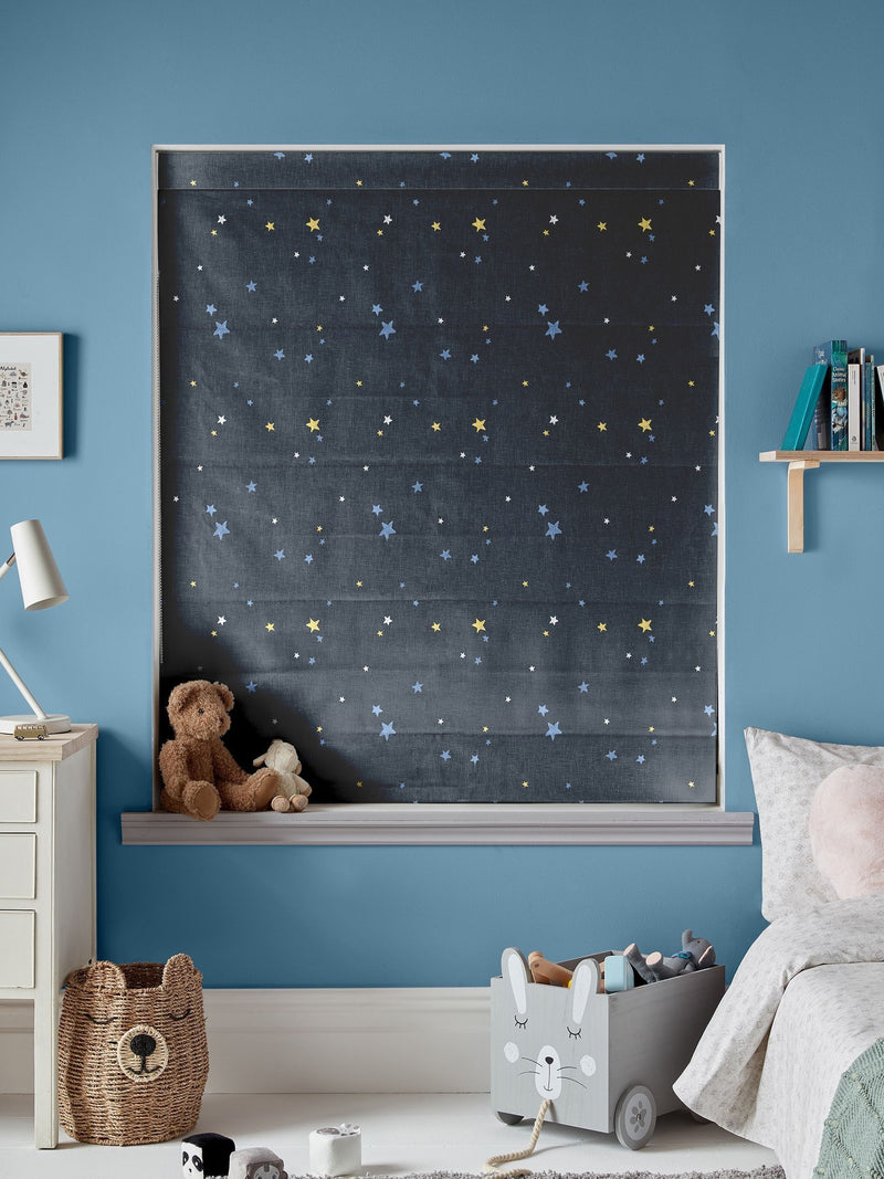 Laura Ashley kids roman blind midnight blue stars, imported from the UK