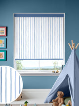 Next Laura Ashley Dark Seaspray Blue Painterly Stripe Roller Blind- Buy online at McGrocer