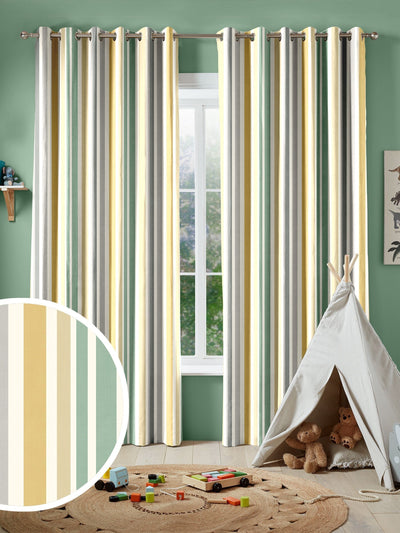 Next Yellow Multi Kids Stripe Made To Measure Curtains- Buy online at McGrocer