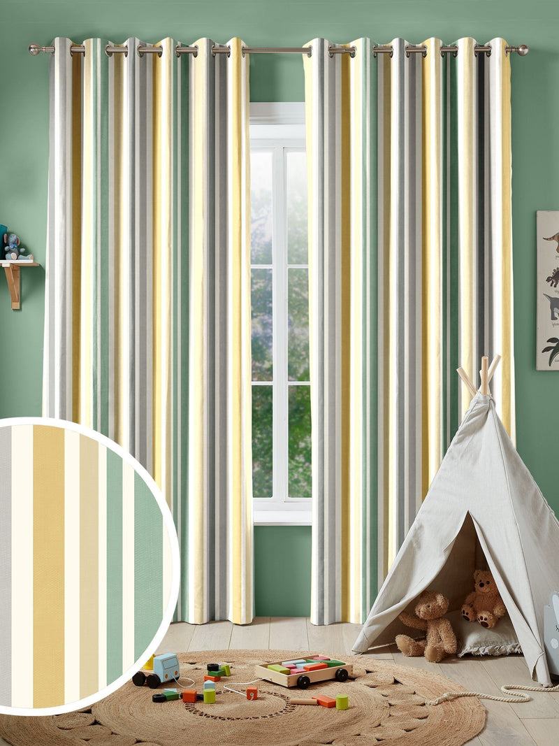 Yellow Multi Stripe made to measure curtains for kids (British brand)