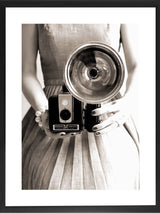 Next Brookpace Lascelles 'Camera Girl' Black and White Photographic Print in Glass Black Frame 86x66cm- Buy online at McGrocer