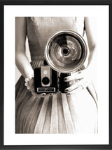 Next Brookpace Lascelles 'Camera Girl' Black and White Photographic Print in Glass Black Frame 86x66cm- Buy online at McGrocer