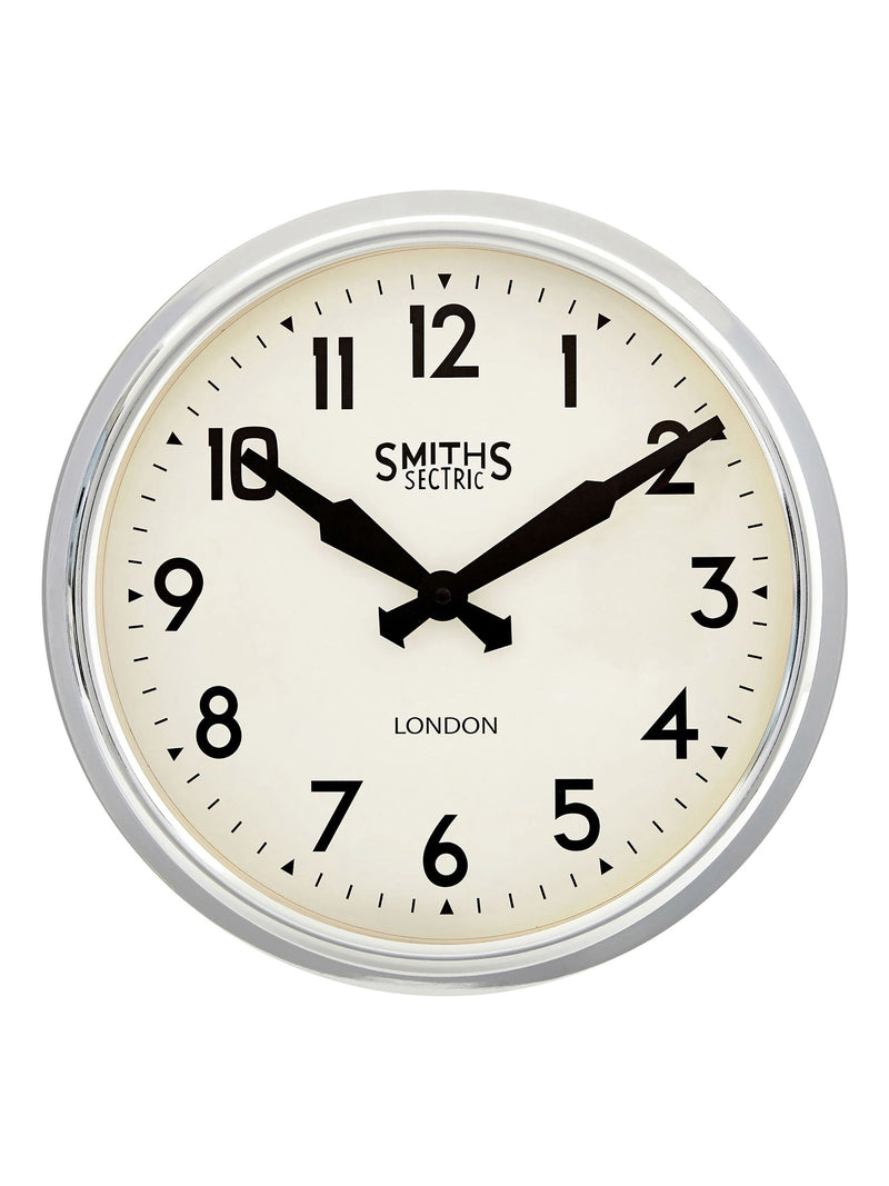 Brookpace Lascelles retro chrome wall clock 38cm - British product