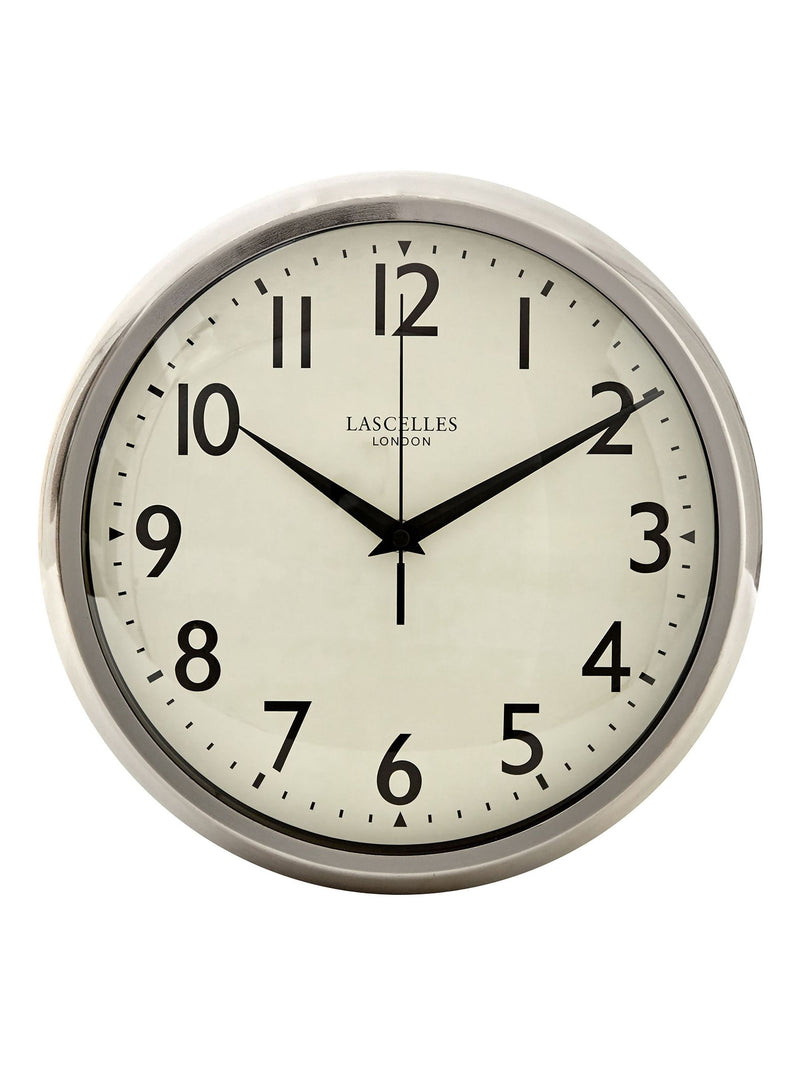 Lascelles chrome deco style wall clock 30cm diameter - British product