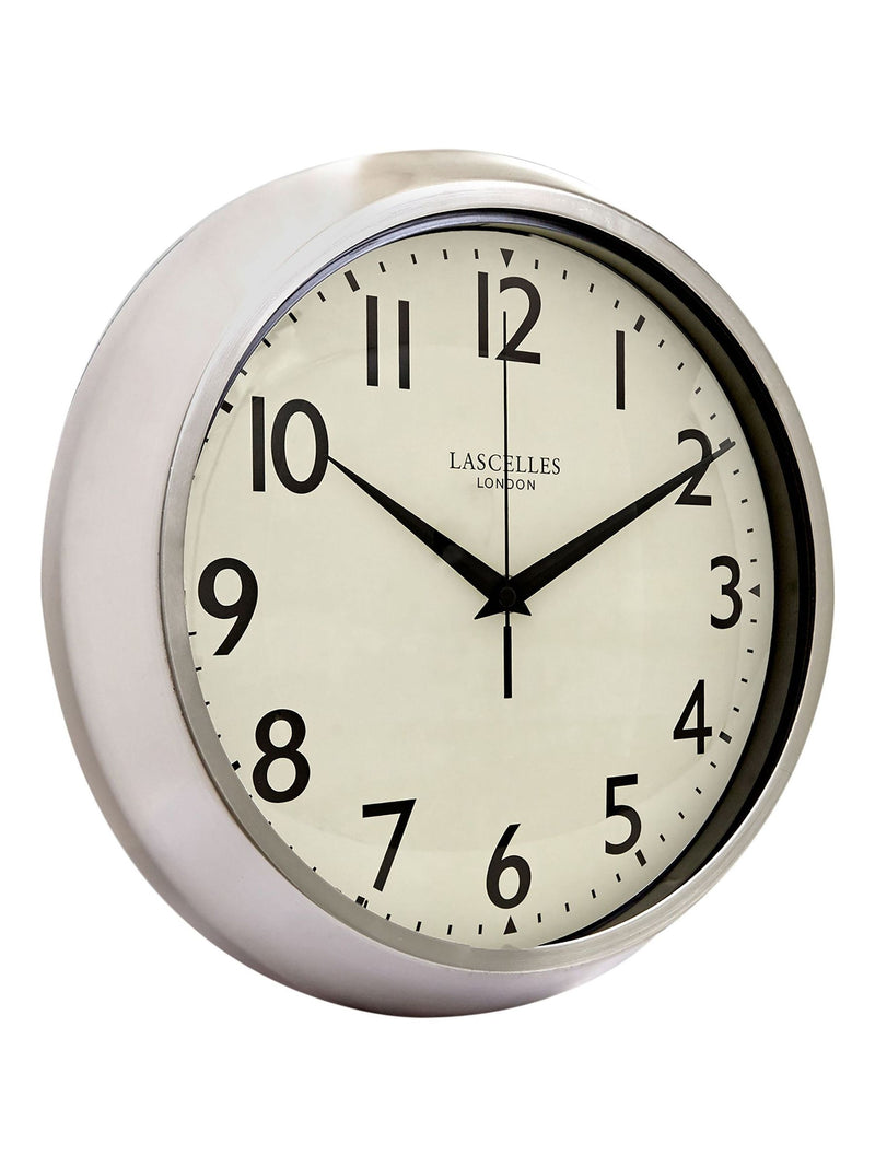 Lascelles chrome deco style wall clock 30cm diameter - British product