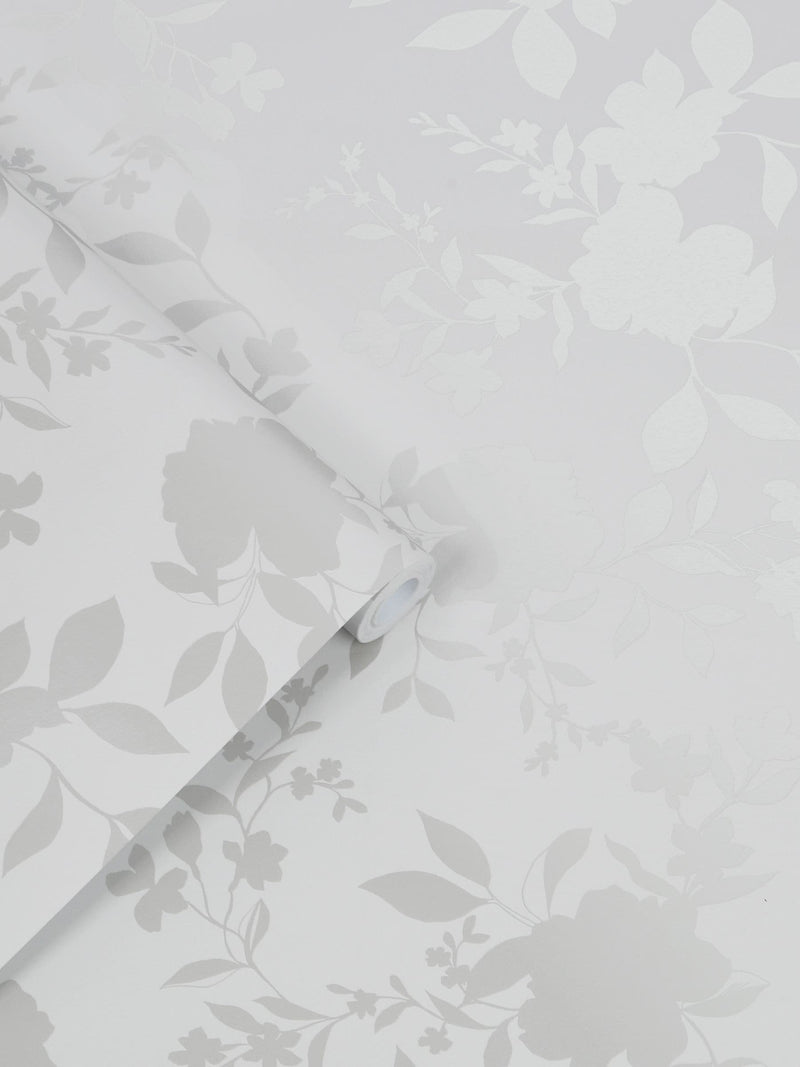 Laura Ashley Silver Westbourne wallpaper 10m (British brand)