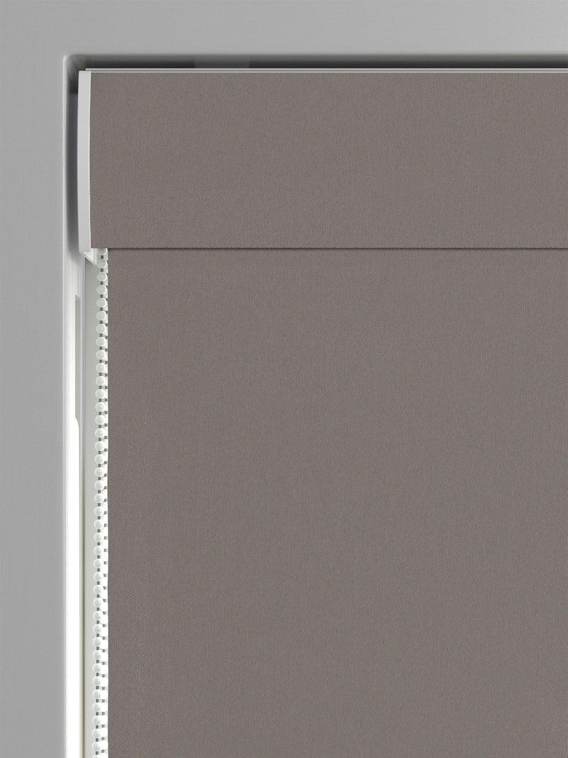 Natural Dove Velvet Roman blind in light grey, imported from the UK