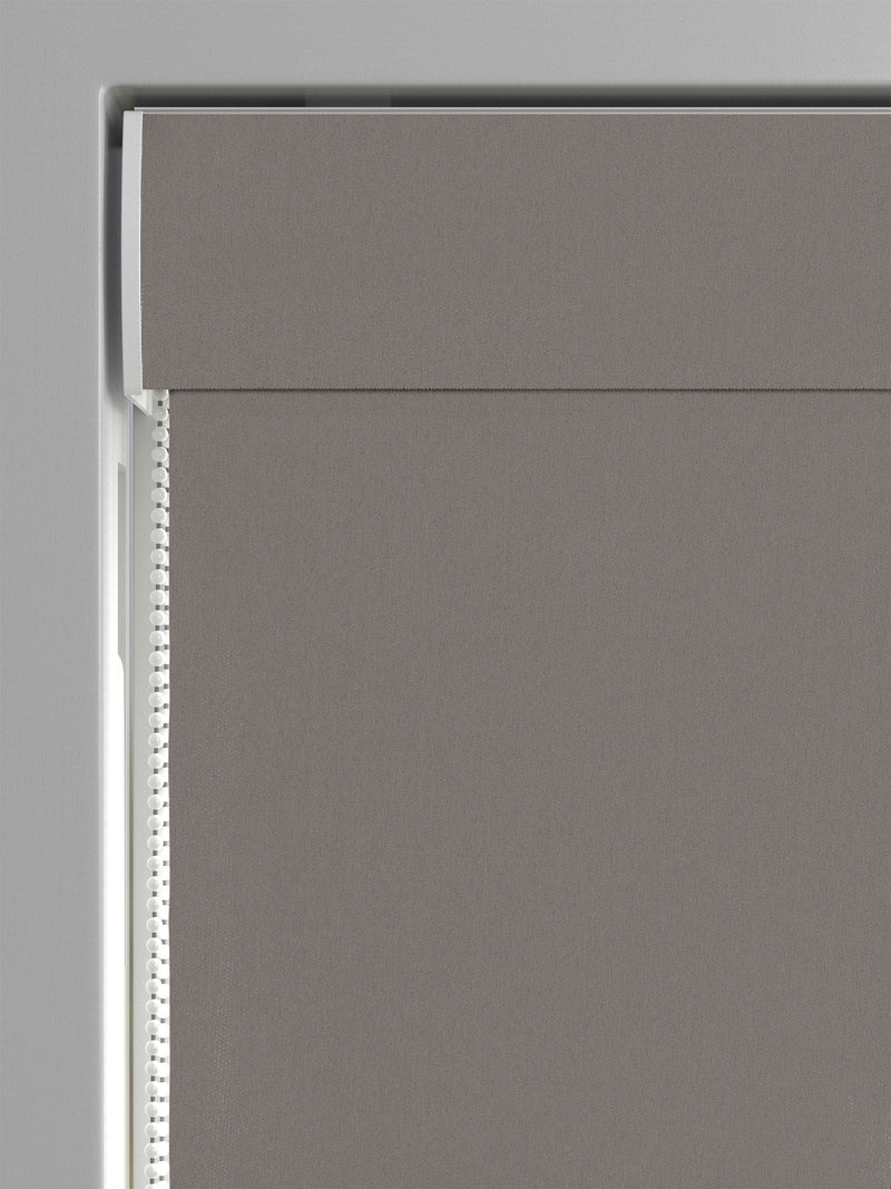 Natural Dove Velvet Roman blind in light grey, imported from the UK