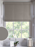 Natural Dove Velvet Roman blind in light grey, imported from the UK