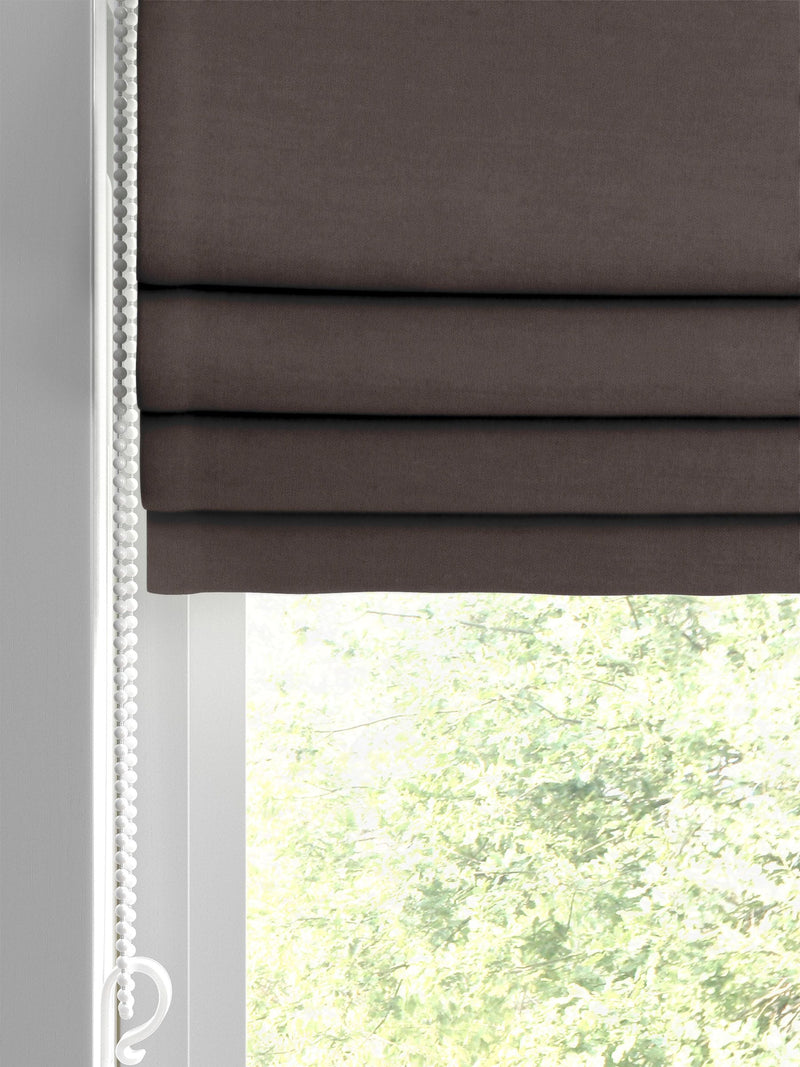 Montero Velvet roman blind in mushroom, made to measure, UK version