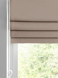 Montero velvet roman blinds in putty natural, imported from the UK