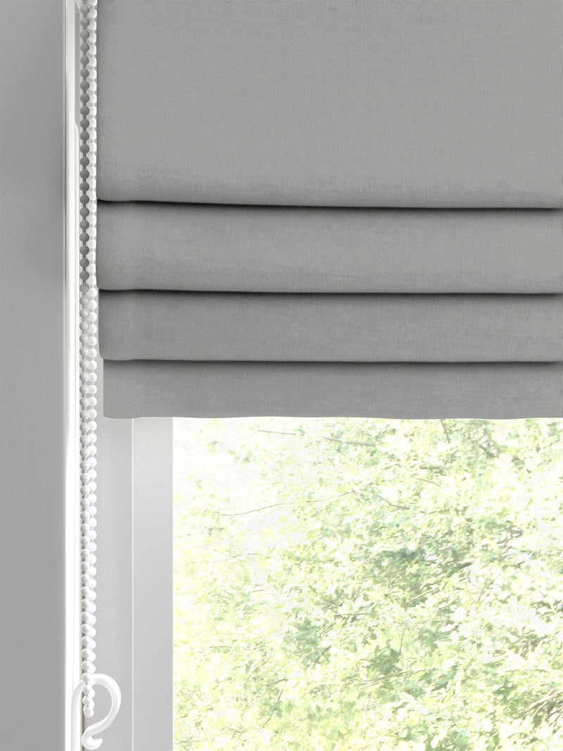 Montero velvet roman blind silver grey made to measure, imported from the UK