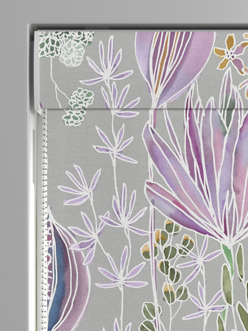 Voyage roman blind Dahlia Grey Masina, imported from the UK