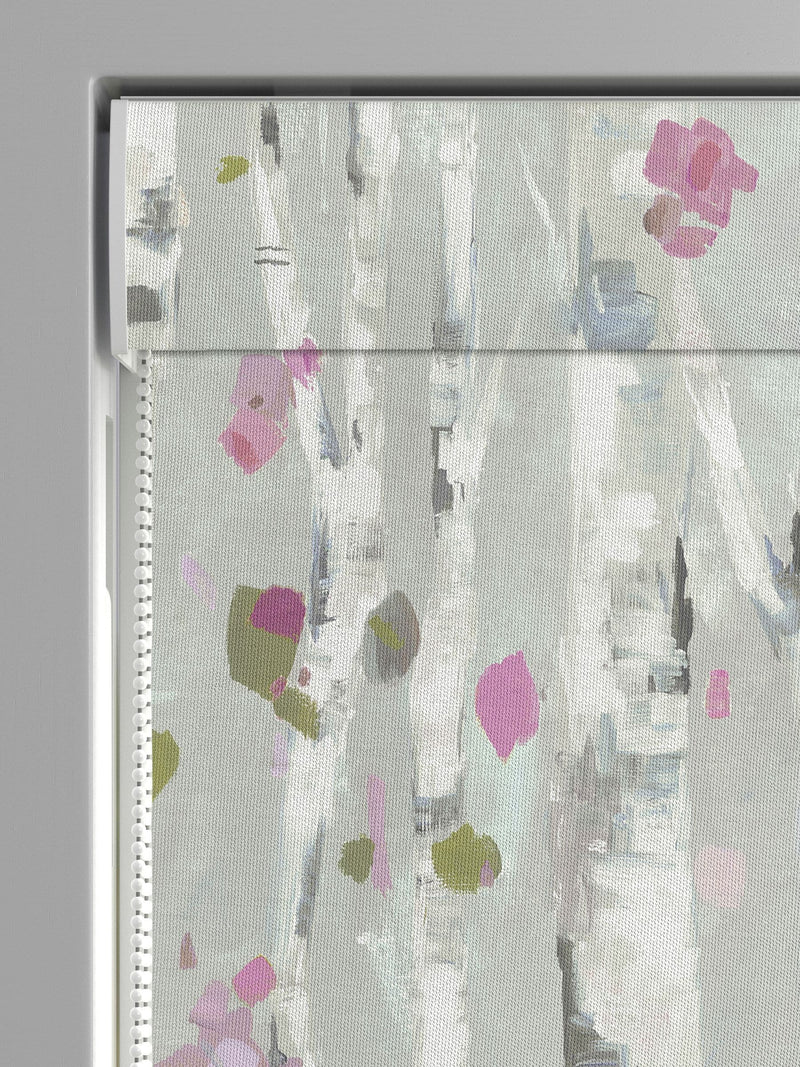 Voyage Peony Purple Hoppa roman blind, UK version