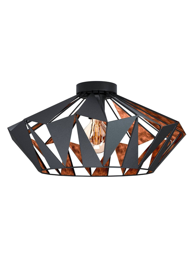 Eglo flush ceiling light black/copper geometric (British brand)