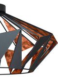 Eglo flush ceiling light black/copper geometric (British brand)