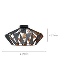 Eglo flush ceiling light black/copper geometric (British brand)