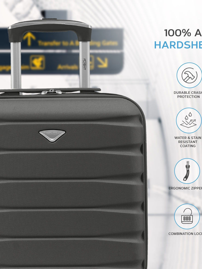 Flight Knight charcoal cabin suitcase set 45x36x20cm (British brand)