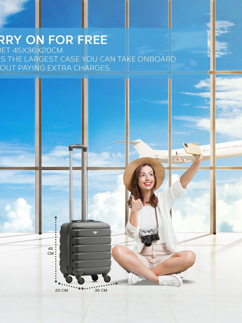 Flight Knight charcoal cabin suitcase set 45x36x20cm (British brand)