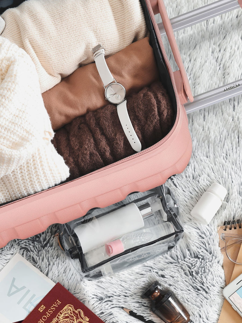 Flight Knight rose gold luggage set with underseat bags, imported from the UK