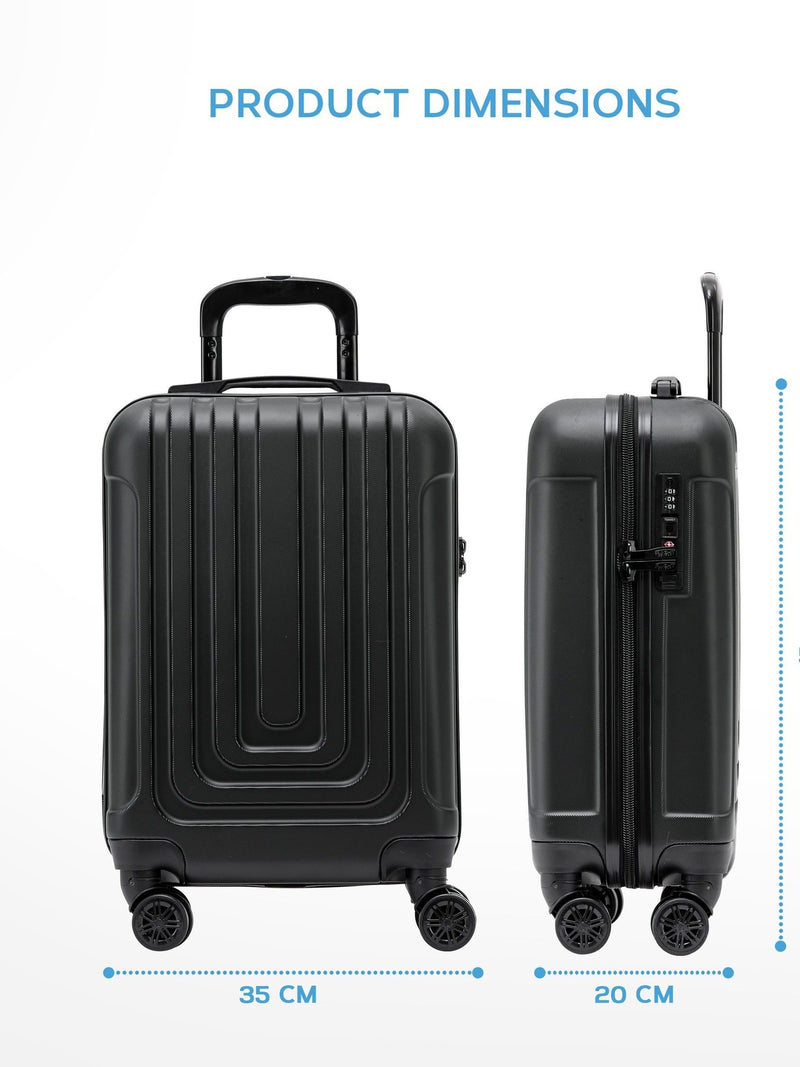 Flight Knight black anthracite hard shell cabin suitcase set 55x35x20cm - British product