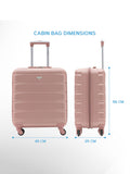 Flight Knight cabin suitcase set Rose Gold Burgundy 55x40x20cm- British product