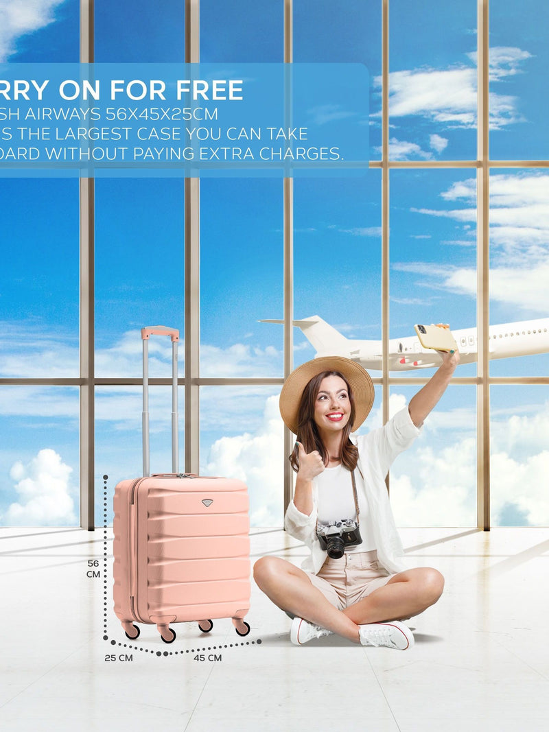 Flight Knight cabin suitcase set Rose Gold Burgundy 55x40x20cm- British product