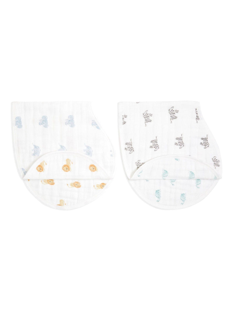 aden + anais white cotton muslin burpy bibs 2 pack, imported from the UK