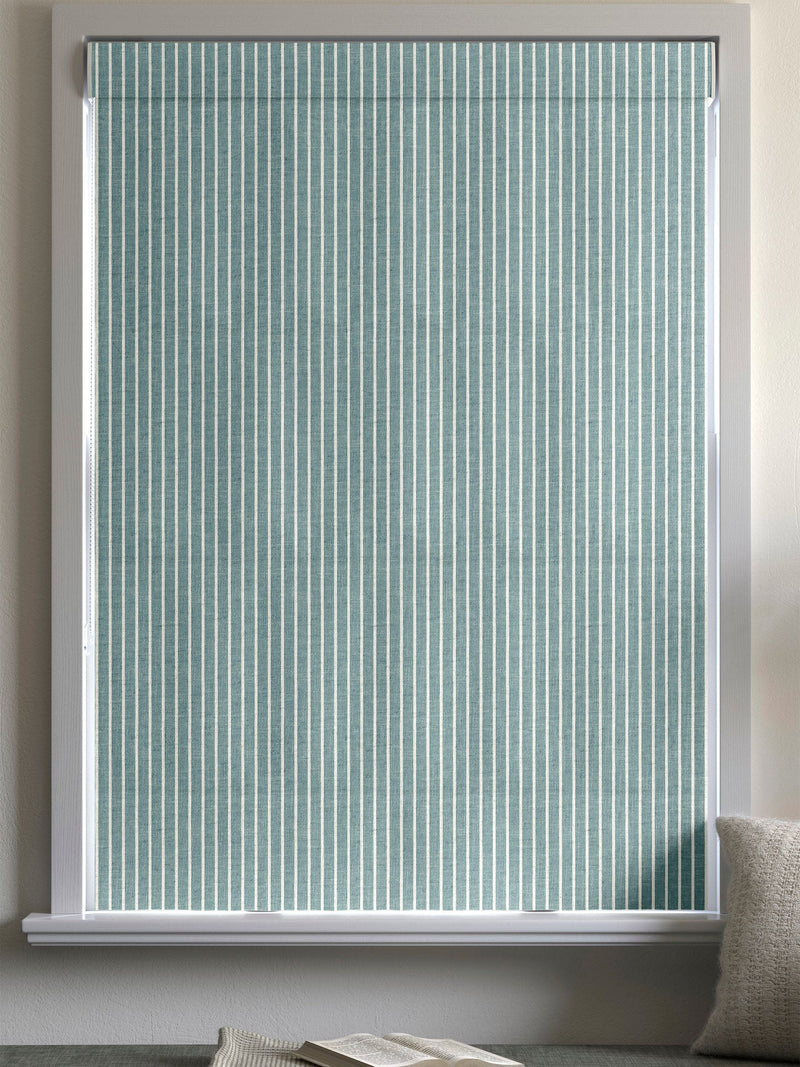 Franklin teal 100% cotton roman blind, imported from the UK