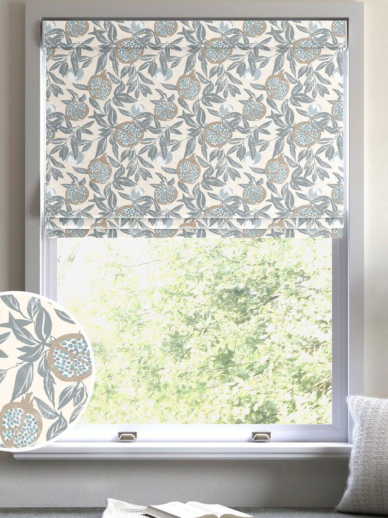 Green Halo roman blind fruit leaves print 100% cotton (British brand)