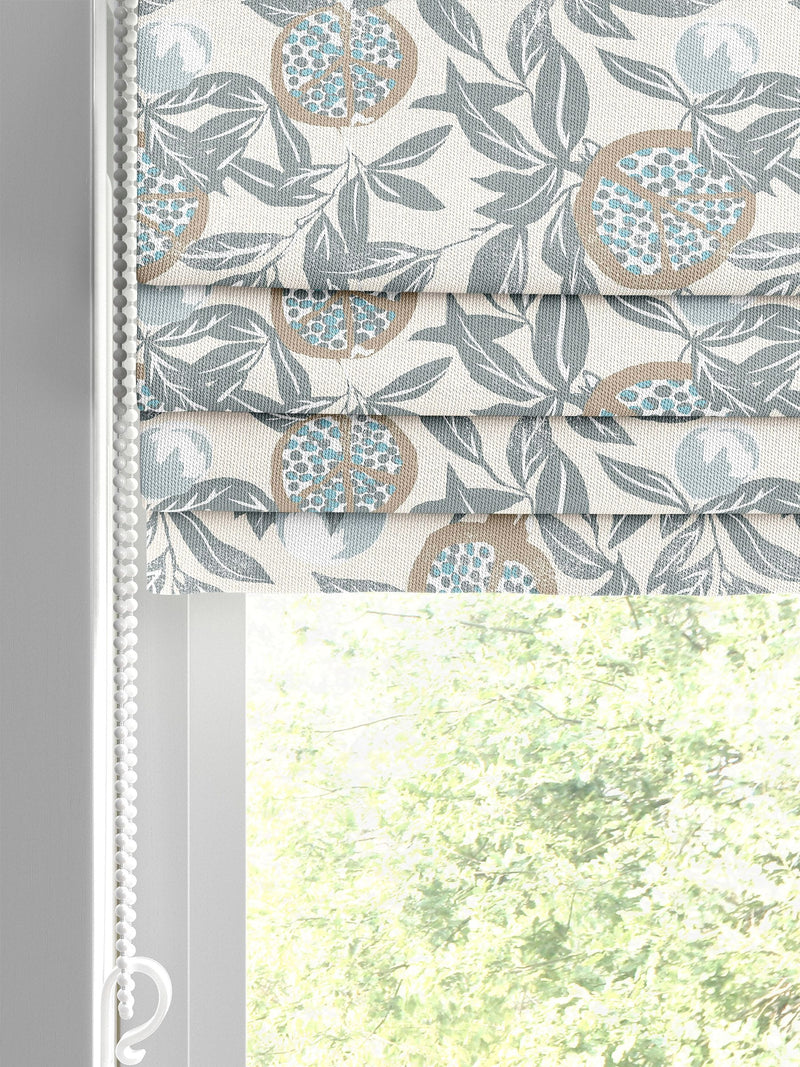 Green Halo roman blind fruit leaves print 100% cotton (British brand)