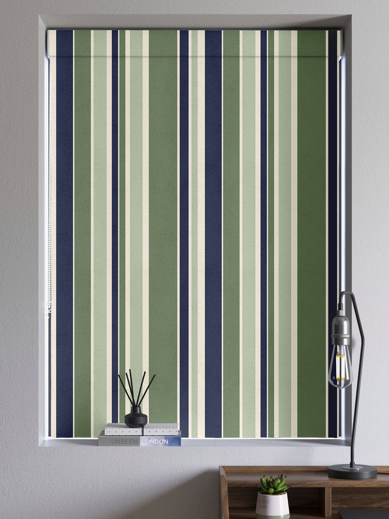 Green Huddson roman blind made to measure cotton - British product