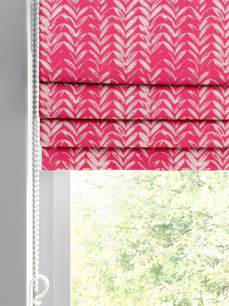 Pink leaf print made to measure Roman blind - British product
