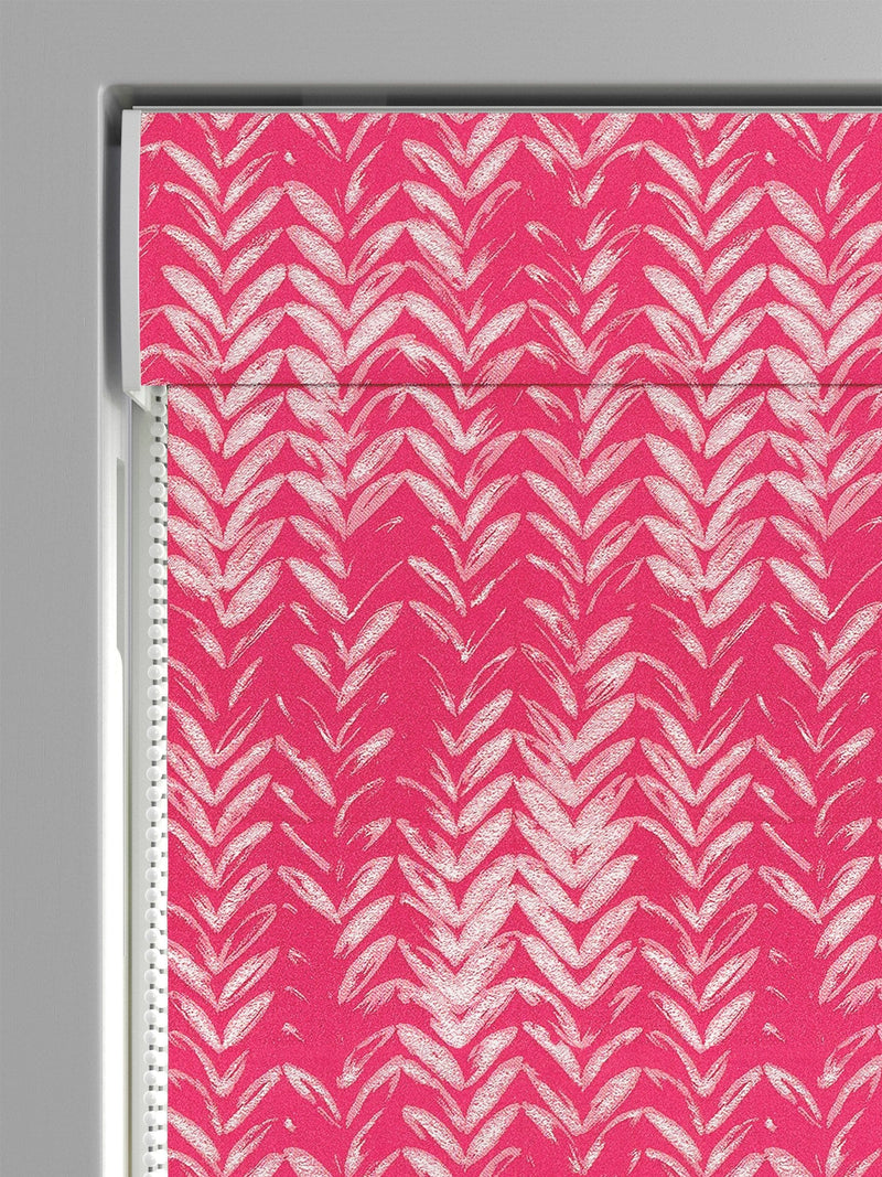 Pink leaf print made to measure Roman blind - British product
