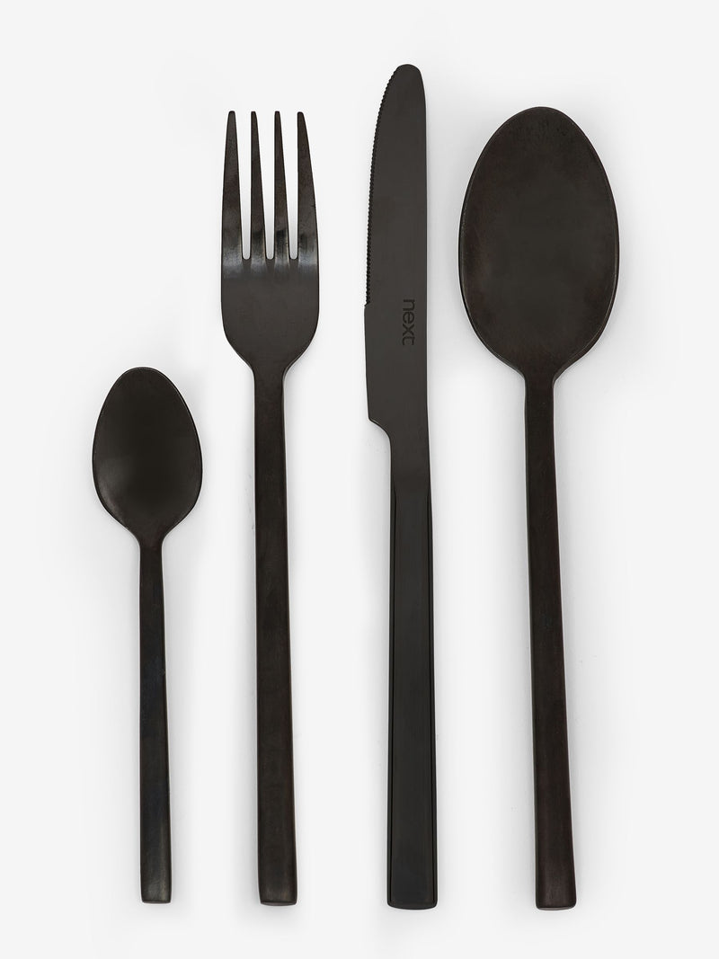Kensington black cutlery set 16 piece - British product