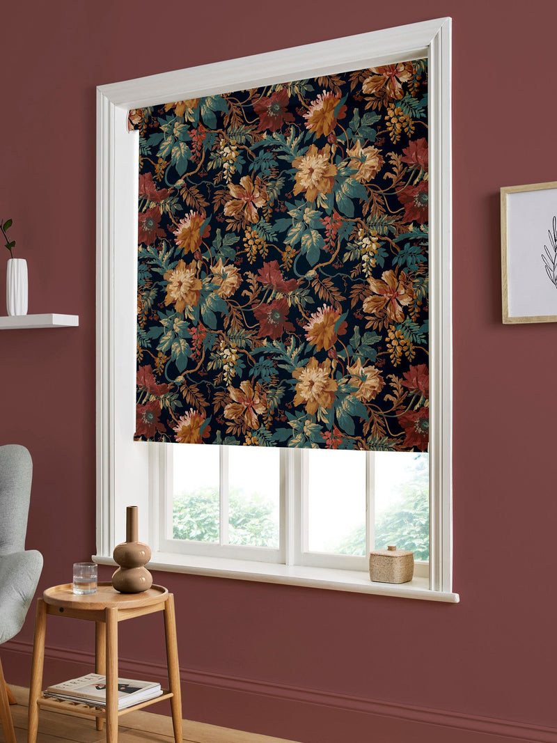 Graham & Brown Dusk Blue Florenzia roller blind, UK version