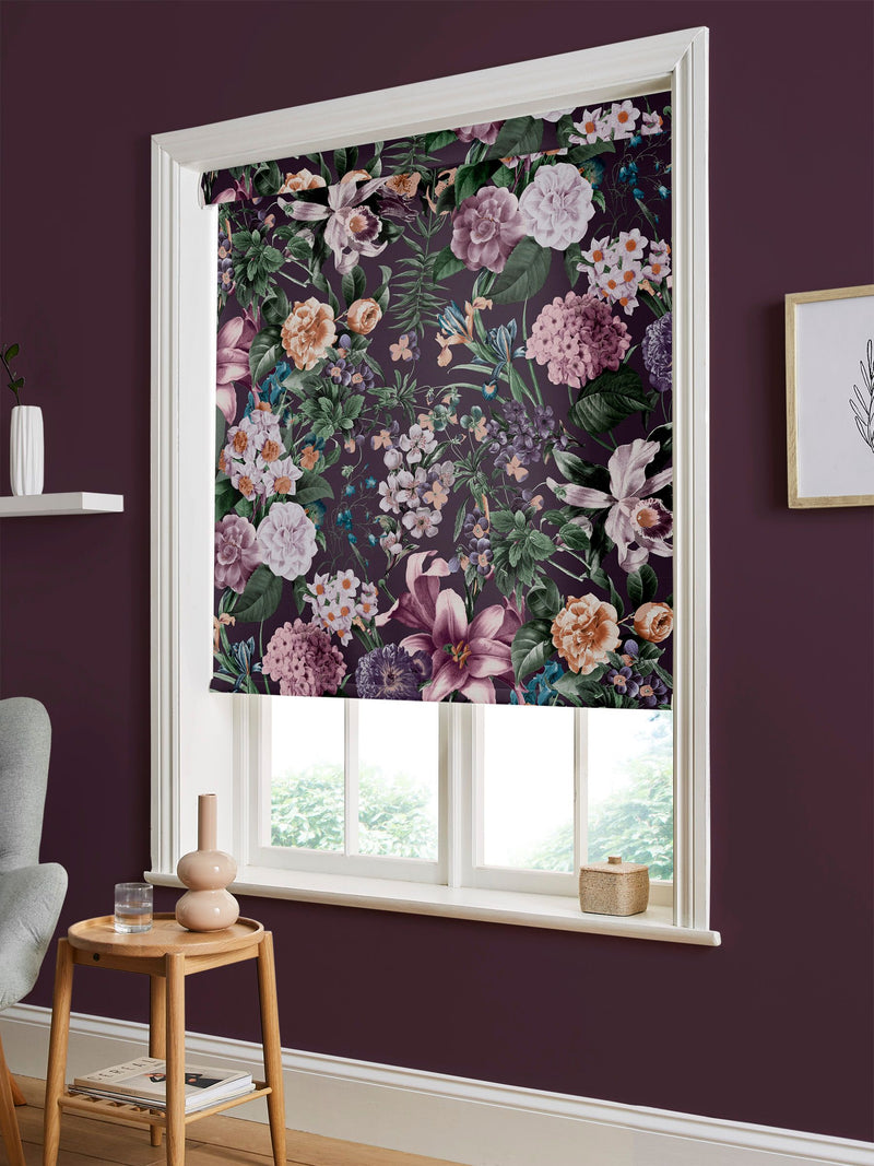 Graham & Brown Amethyst Purple Glasshouse roller blind, imported from the UK
